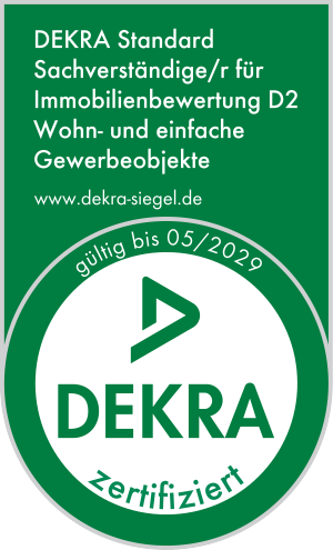 DEKRA Siegel: Sachverständige/r für Immobilienbewertung D2 — Wohn- und einfache Gewerbeobjekte, gültig bis 05/2029